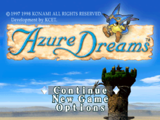 Azure Dreams title screen for Playstation
